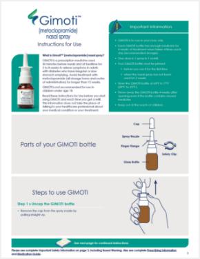 Image of How to Use Gimoti® (metoclopramide) nasal spray PDF download
